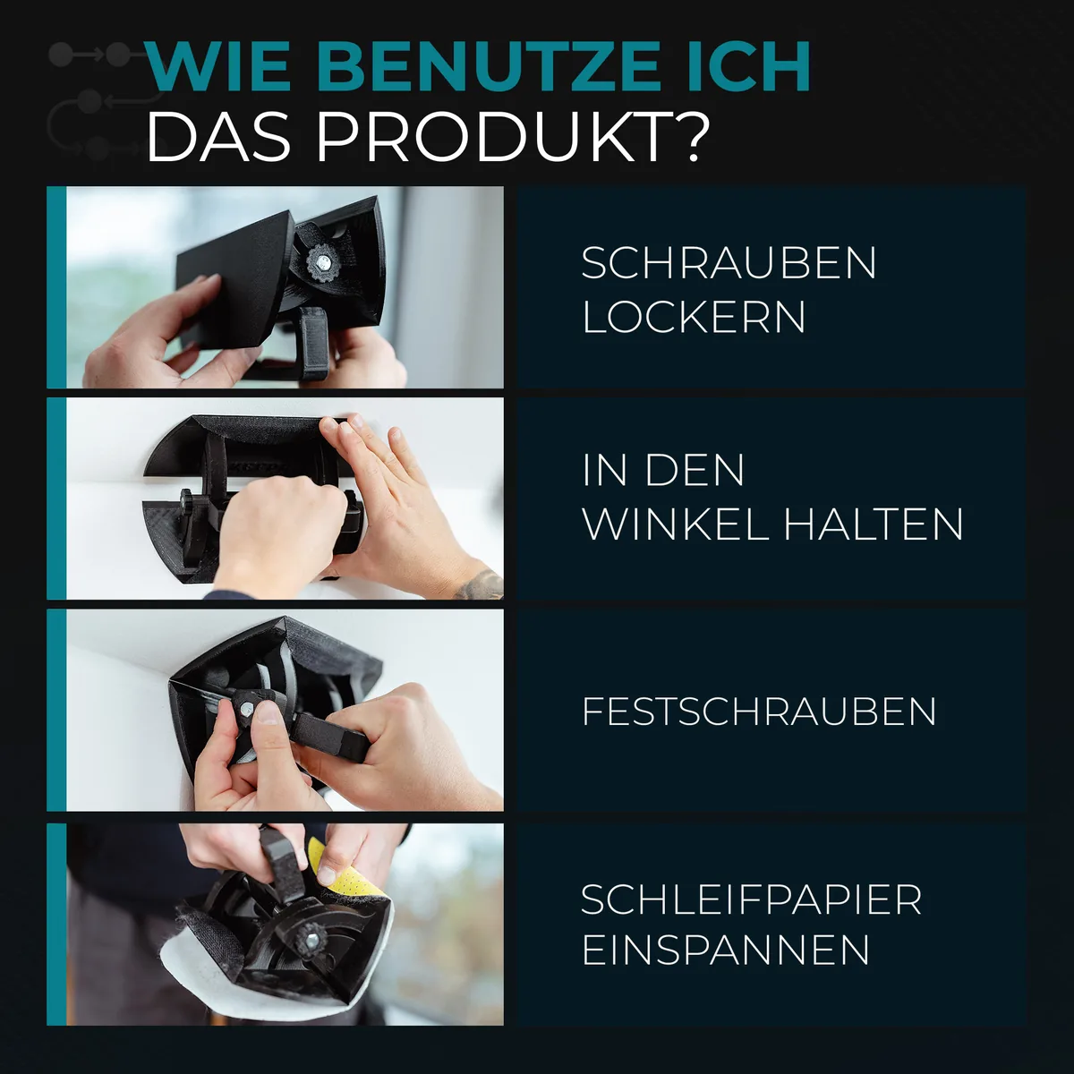 Wie benutze ich das Produkt? Die vier Schritte